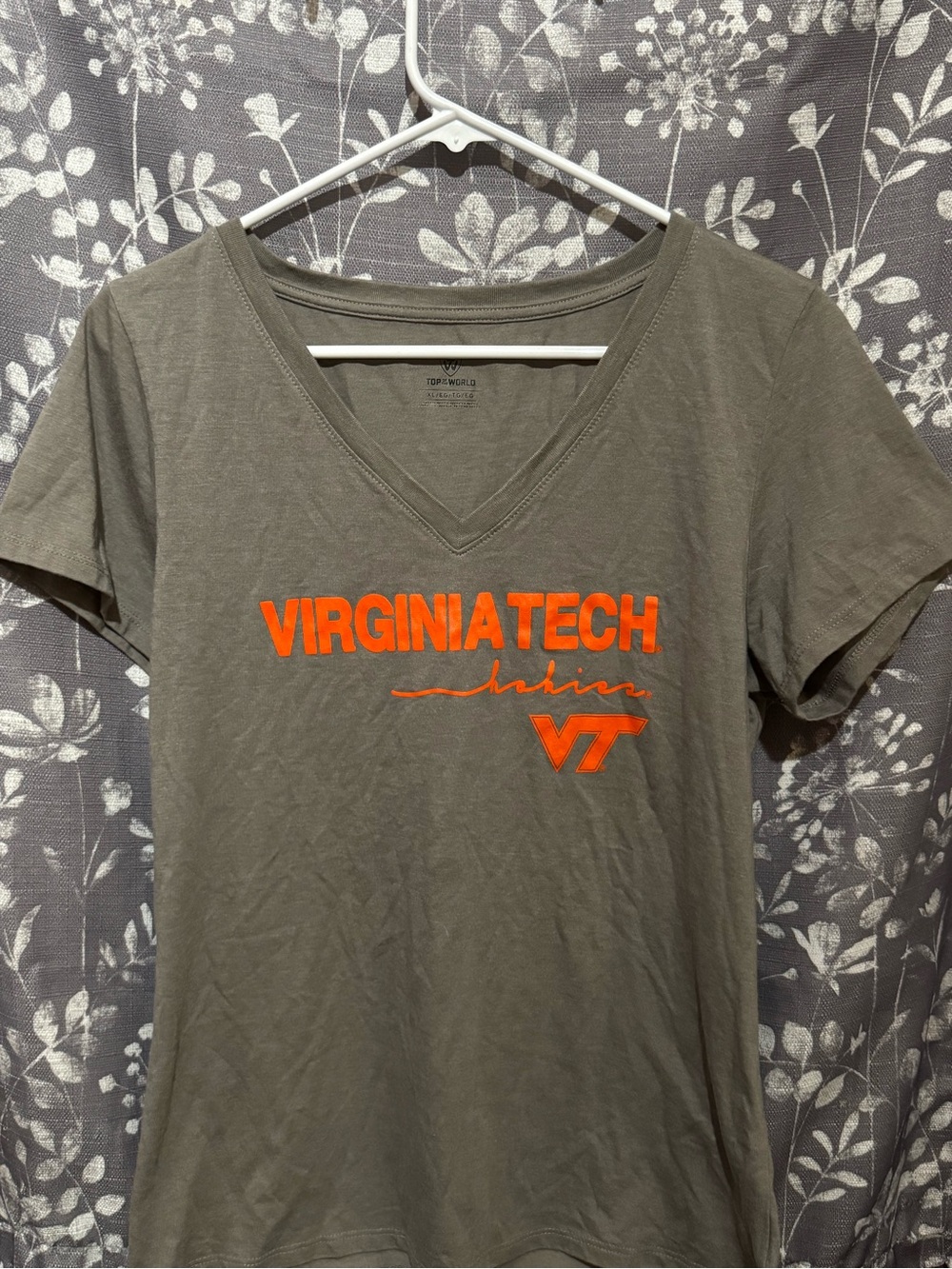 Grey V-Neck Tee Virginia Tech Logo